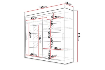 Prags Garderobe 180x57x215 cm - Beige - Opbevaring - Tøjopbevaring - Garderobeskabe
