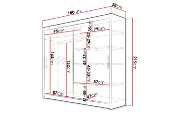 Prags Garderobe 180x57x215 cm - Beige - Opbevaring - Tøjopbevaring - Garderobeskabe