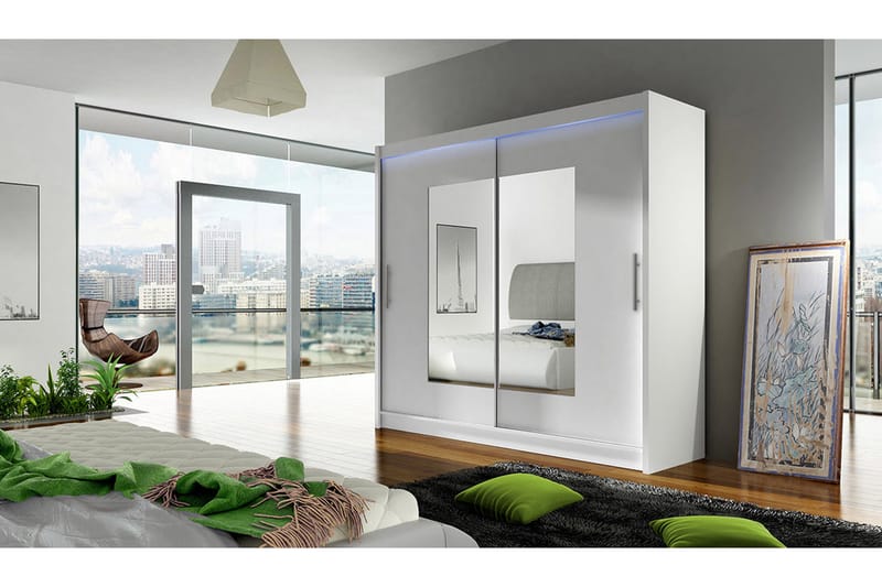 Prags Garderobe 180x57x215 cm - Hvid - Opbevaring - Tøjopbevaring - Garderobeskabe