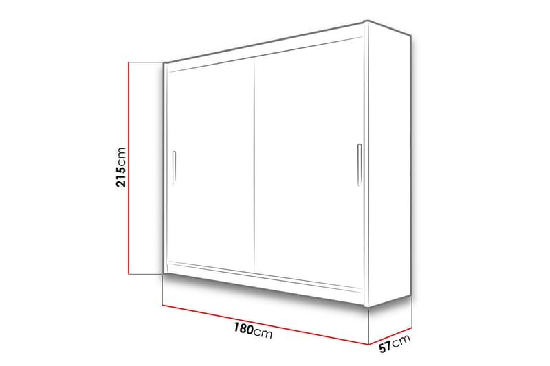 Prags Garderobe 180x57x215 cm - Hvid - Opbevaring - Tøjopbevaring - Garderobeskabe