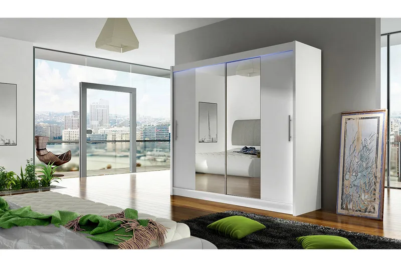 Prags Garderobe 180x57x215 cm - Hvid - Opbevaring - Tøjopbevaring - Garderobeskabe