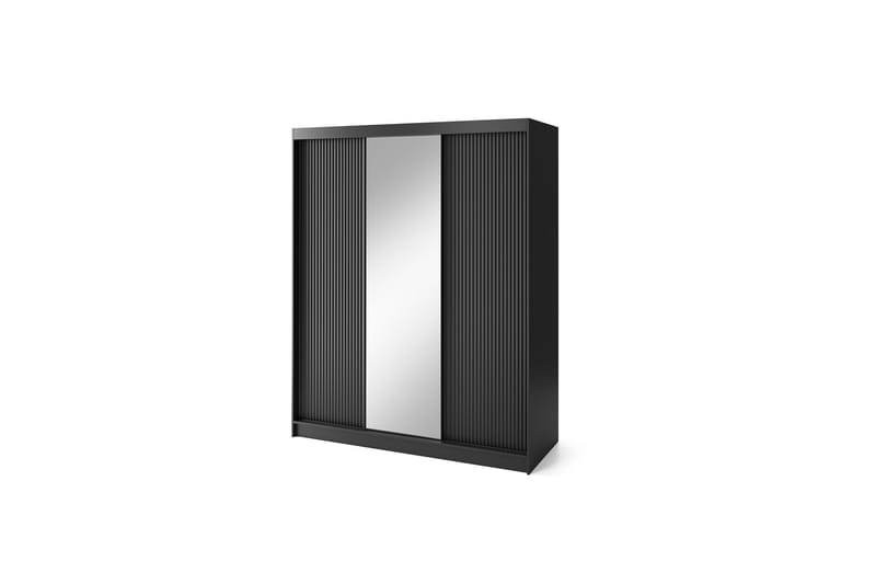 Prescco Garderobe med Spejl 120x220 cm, Sort