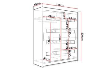 Presto Garderobe 150 cm i Malet Træ - Sort - Opbevaring - Tøjopbevaring - Garderobeskabe