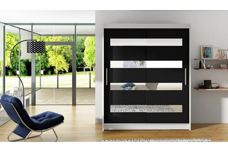 Presto Garderobe 58x150 cm - Hvid/Sort - Opbevaring - Tøjopbevaring - Garderobeskabe