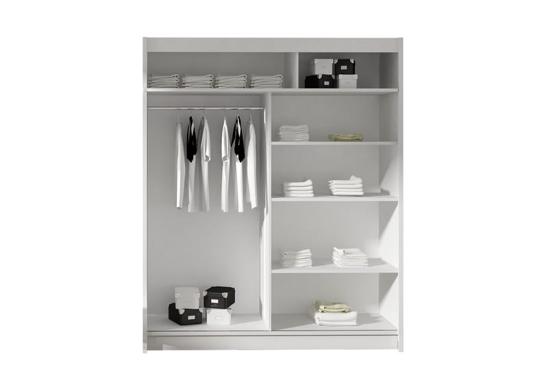 Presto Garderobe 58x150 cm LED-belysning - Hvid/Sort - Garderobeskabe - Garderobeskab & klædeskab