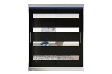 Presto Garderobe 58x150 cm LED-belysning - Hvid/Sort - Opbevaring - Tøjopbevaring - Garderobeskabe