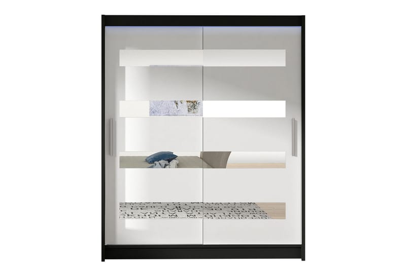 Presto Garderobe 58x150 cm LED-belysning - Sort/Hvid - Garderobeskabe - Garderobeskab & klædeskab