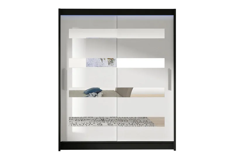 Presto Garderobe 58x150 cm LED-belysning, Sort/Hvid