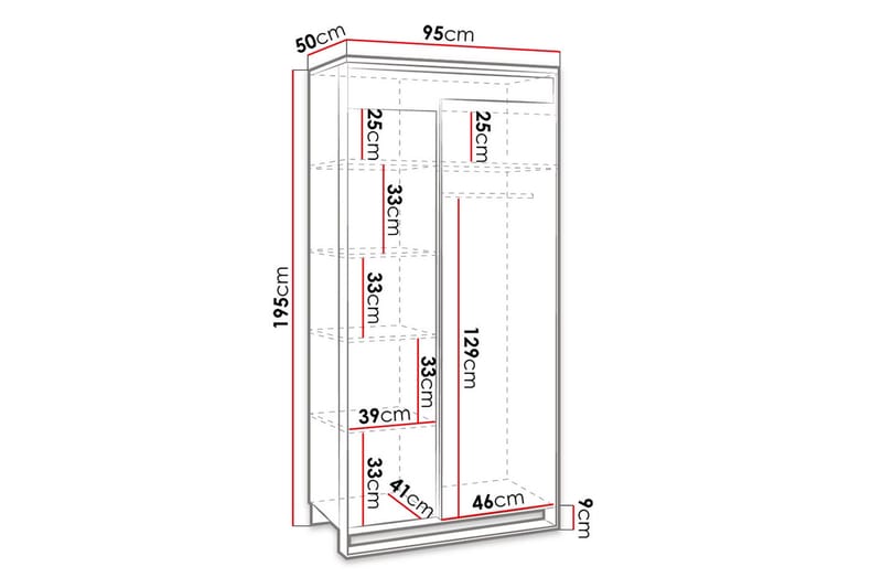 Quant Garderobe 50x95 cm - Eg/Sort - Opbevaring - Tøjopbevaring - Garderobeskabe