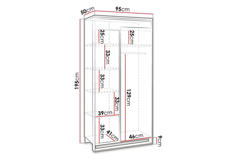 Quant Garderobe 50x95 cm - Eg/Sort - Garderobeskabe - Garderobeskab & klædeskab