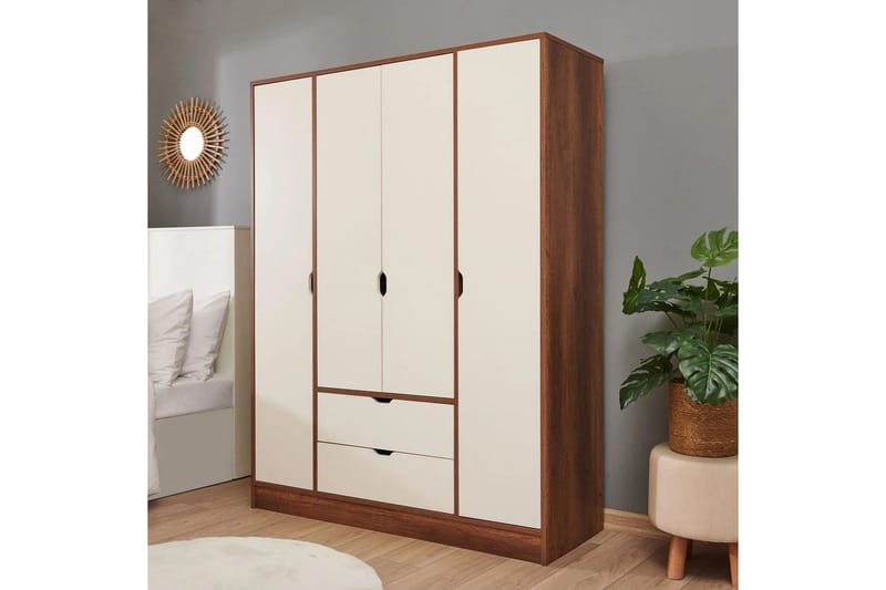 Ranko Garderobeskab 140x182 cm - Multifarvet - Opbevaring - Tøjopbevaring - Garderobeskabe