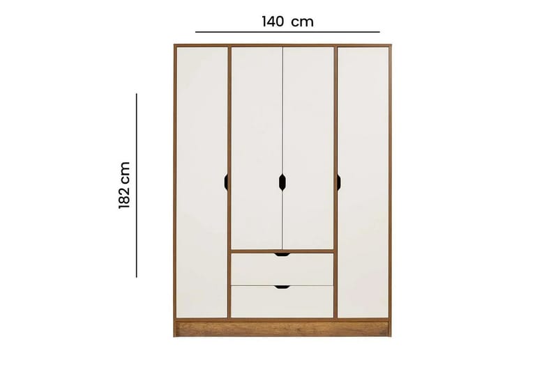 Ranko Garderobeskab 140x182 cm - Multifarvet - Opbevaring - Tøjopbevaring - Garderobeskabe