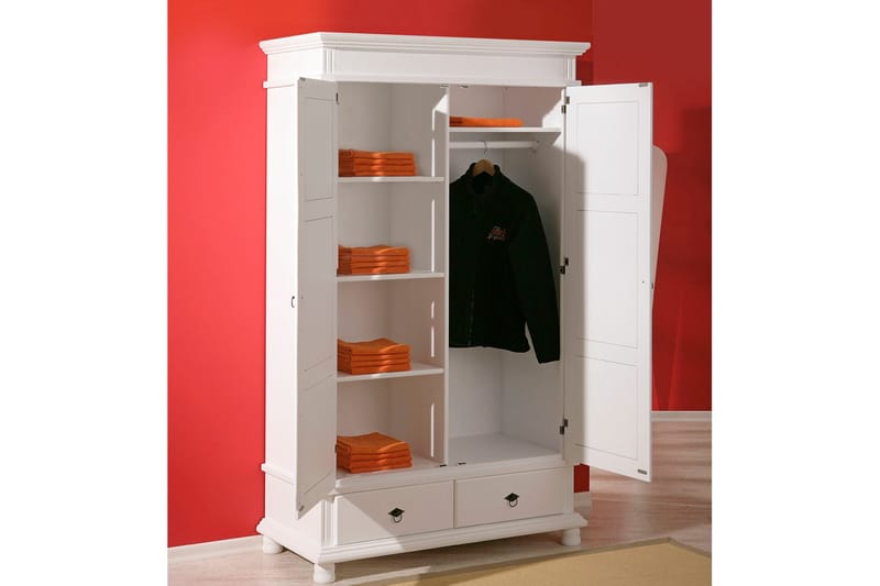 Regina Garderobe 116 cm - Hvid - Opbevaring - Tøjopbevaring - Garderobeskabe