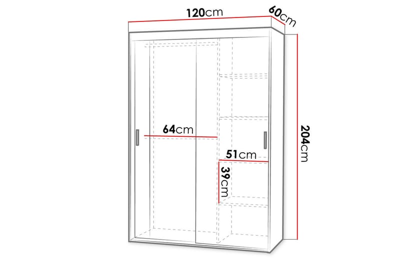 Rejasia Garderobe med Spejl 120 cm - Hvid - Opbevaring - Tøjopbevaring - Garderobeskabe