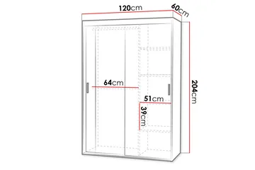 Rejasia Garderobe med Spejl 120 cm - Hvid - Opbevaring - Tøjopbevaring - Garderobeskabe