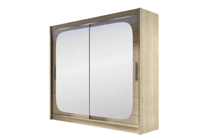 Rilievo Garderobe Med Spejl 180x215 cm - Brun - Opbevaring - Tøjopbevaring - Garderobeskabe