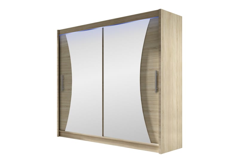 Rilievo Garderobe Med Spejl 180x215 cm - Brun - Opbevaring - Tøjopbevaring - Garderobeskabe