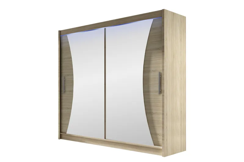 Rilievo Garderobe Med Spejl 180x215 cm - Brun - Opbevaring - Tøjopbevaring - Garderobeskabe