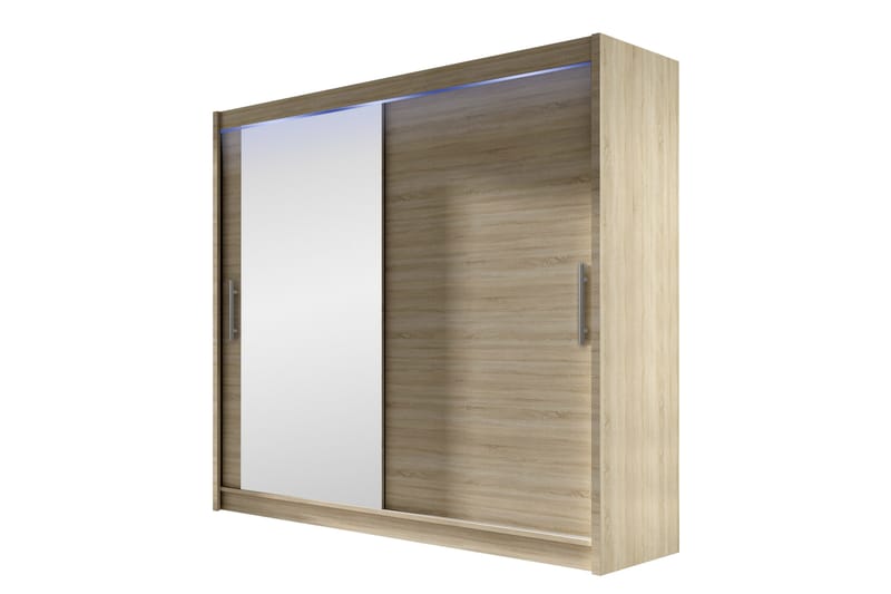 Rilievo Garderobe Med Spejl 180x215 cm - Brun - Opbevaring - Tøjopbevaring - Garderobeskabe