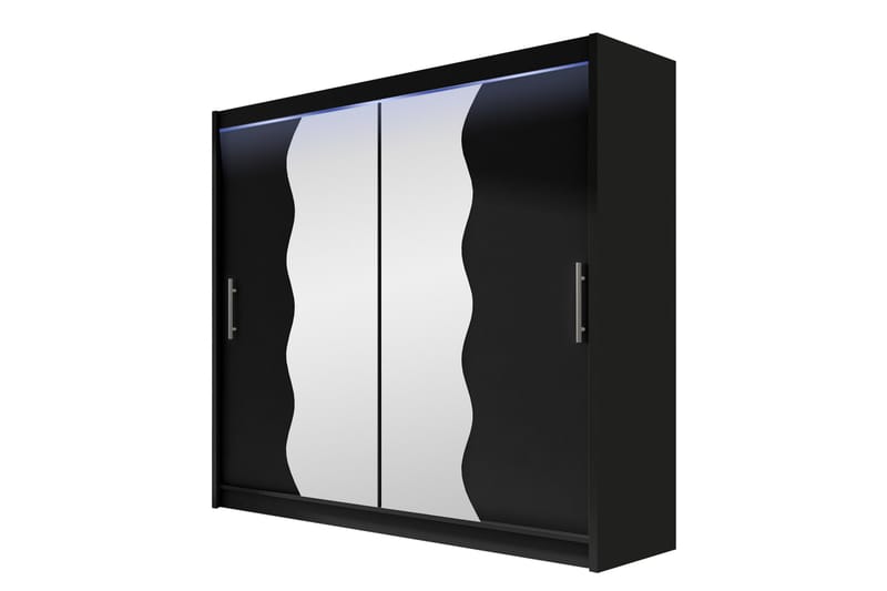 Rilievo Garderobe Med Spejl 180x215 cm - Grå - Opbevaring - Tøjopbevaring - Garderobeskabe