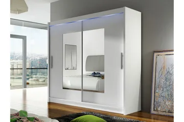 Rilievo Garderobe Med Spejl 180x215 cm - Hvid - Opbevaring - Tøjopbevaring - Garderobeskabe