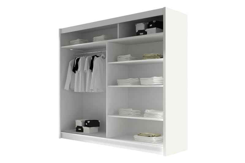 Rilievo Garderobe Med Spejl 180x215 cm - Hvid - Opbevaring - Tøjopbevaring - Garderobeskabe