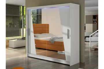 Rilievo Garderobe Med Spejl 180x215 cm - Hvid - Opbevaring - Tøjopbevaring - Garderobeskabe