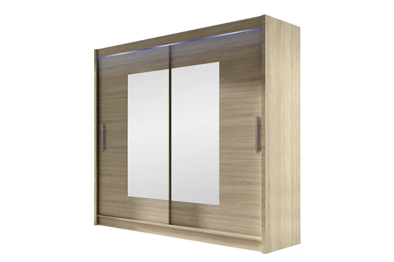 Rilievo Garderobe Med Spejl 180x215 cm - Hvid/Brun - Opbevaring - Tøjopbevaring - Garderobeskabe