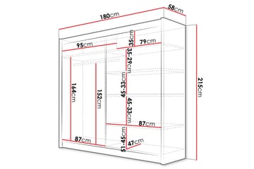 Rilievo Garderobe Med Spejl 180x215 cm - Hvid/Brun - Opbevaring - Tøjopbevaring - Garderobeskabe