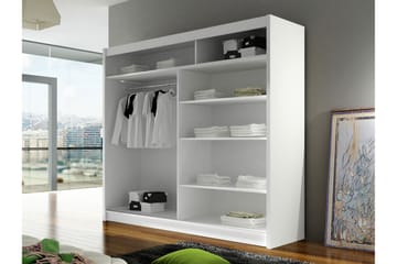 Rilievo Garderobe Med Spejl 180x215 cm - Hvid/Brun - Opbevaring - Tøjopbevaring - Garderobeskabe