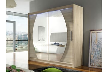 Rilievo Garderobe Med Spejl 180x215 cm - Lyserød - Opbevaring - Tøjopbevaring - Garderobeskabe