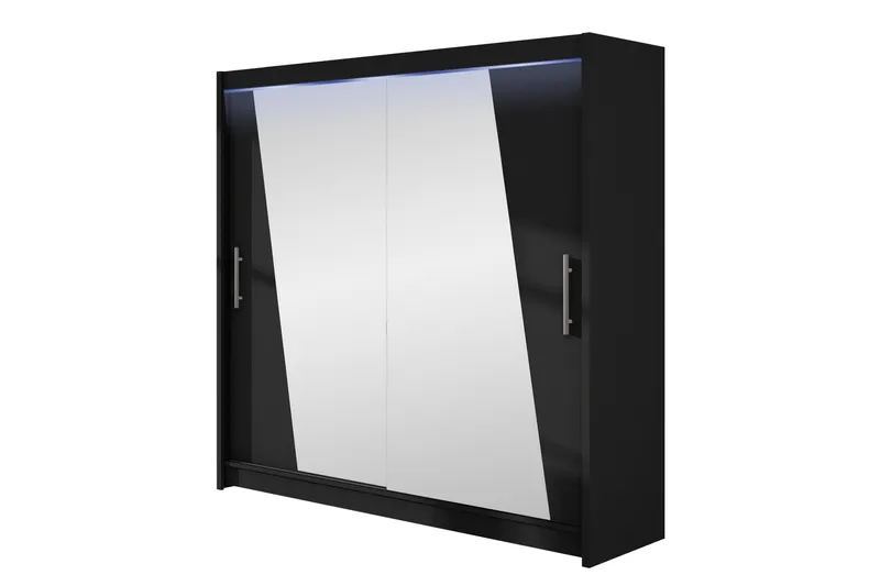 Rilievo Garderobe Med Spejl 180x215 cm - Sort - Opbevaring - Tøjopbevaring - Garderobeskabe