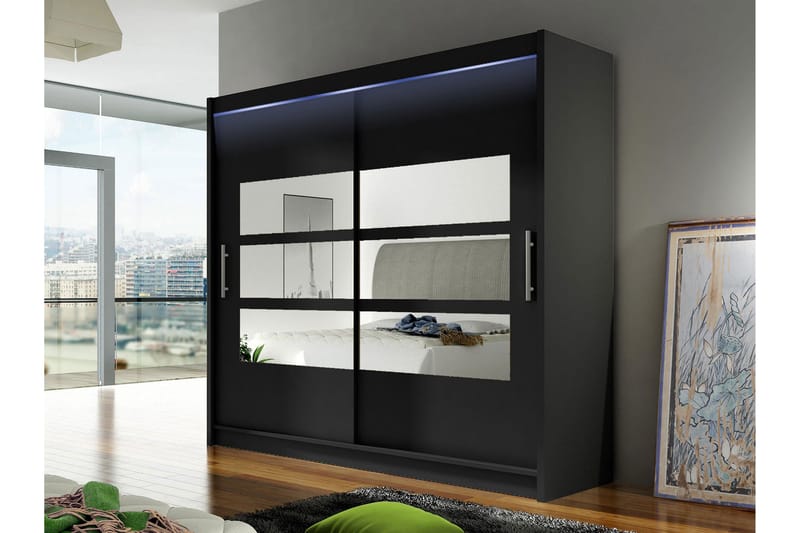 Rilievo Garderobe Med Spejl 180x215 cm - Opbevaring - Tøjopbevaring - Garderobeskabe