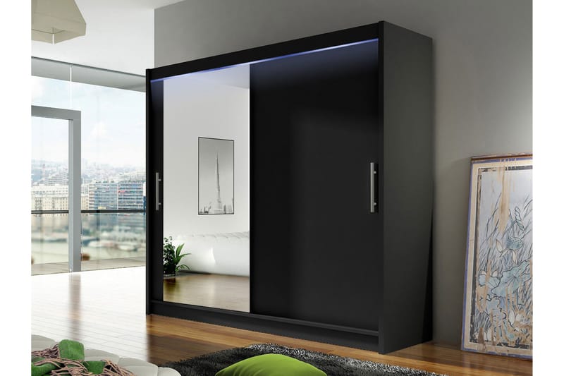 Rilievo Garderobe Med Spejl 180x215 cm - Opbevaring - Tøjopbevaring - Garderobeskabe