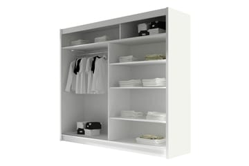 Rilievo Garderobeskab med Spejl 180 cm i Lyst Træ - Beige - Opbevaring - Tøjopbevaring - Garderobeskabe