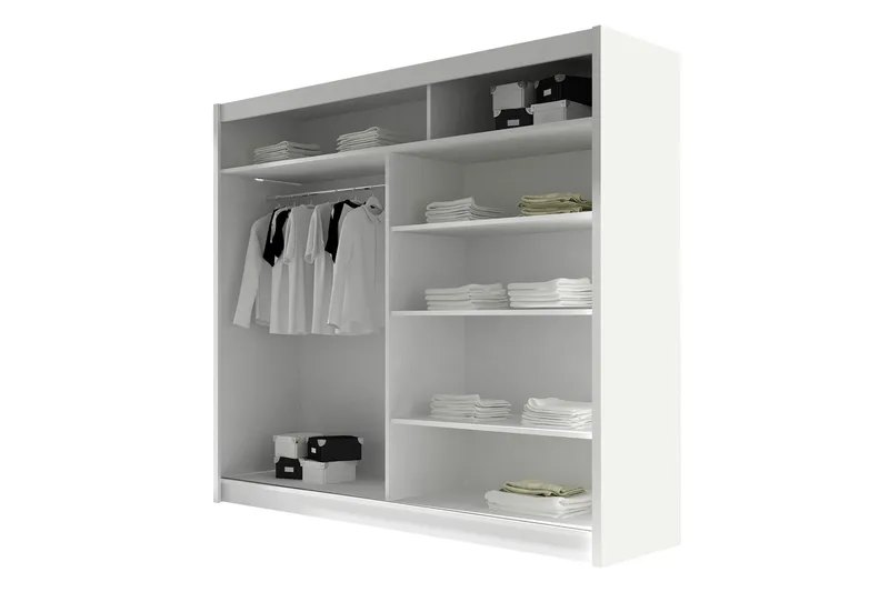 Rilievo Garderobeskab med Spejl 180 cm i Lyst Træ - Beige - Opbevaring - Tøjopbevaring - Garderobeskabe