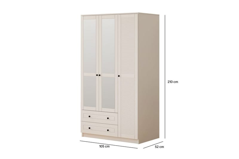 Rynric Garderobe 105x210 cm - Mat Hvid - Opbevaring - Tøjopbevaring - Garderobeskabe