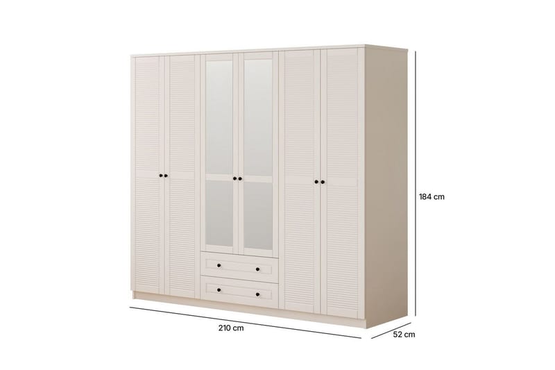 Savon Garderobesskåp 210x184 cm - Mat Hvid - Opbevaring - Tøjopbevaring - Garderobeskabe - Garderobeskab & klædeskab