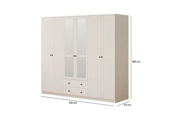 Savon Garderobesskåp 210x184 cm - Mat Hvid - Opbevaring - Tøjopbevaring - Garderobeskabe - Garderobeskab & klædeskab