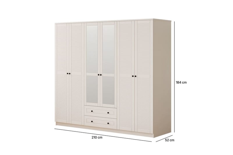 Savon Garderobesskåp 210x184 cm - Mat Hvid - Opbevaring - Tøjopbevaring - Garderobeskabe - Garderobeskab & klædeskab