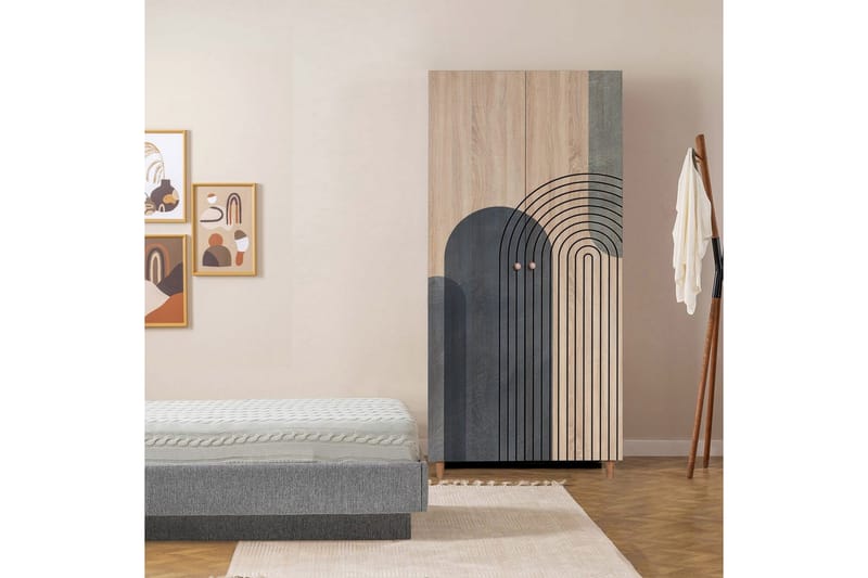 Selalesi Garderobe 90x192 cm - Natur - Opbevaring - Tøjopbevaring - Garderobeskabe