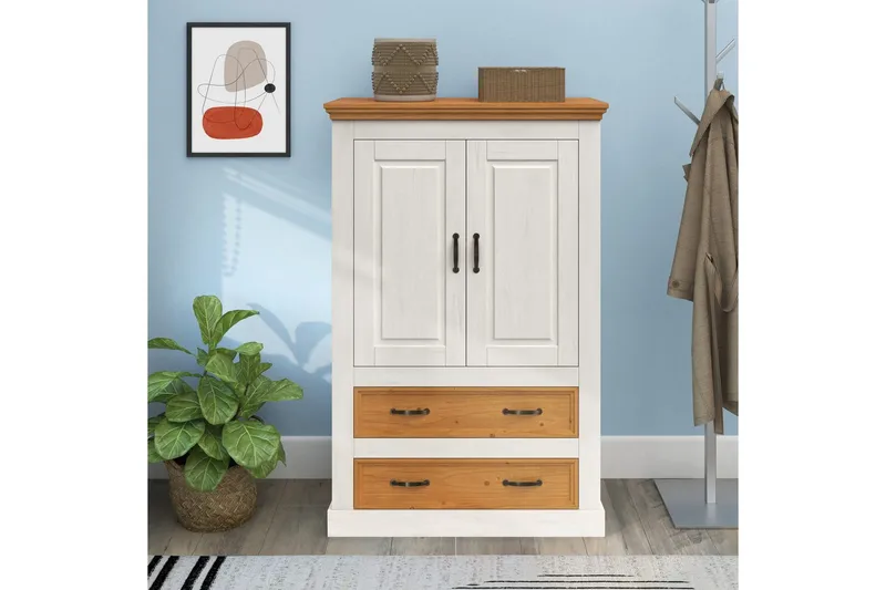 Selma Garderobe 86x131 cm - Hvid - Opbevaring - Tøjopbevaring - Garderobeskabe