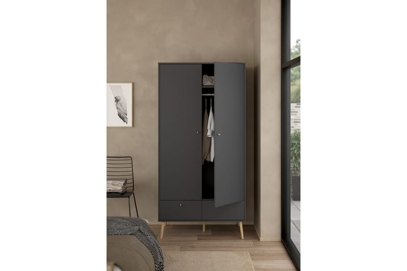 Shinta Garderobskab 99x200 cm - Grå - Opbevaring - Skoopbevaring - Skoskab