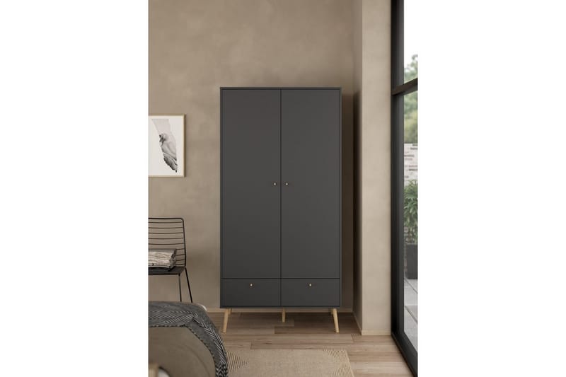 Shinta Garderobskab 99x200 cm - Grå - Opbevaring - Tøjopbevaring - Garderobeskabe - Garderobeskab & klædeskab