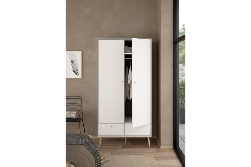 Shinta Garderobskab 99x200 cm - Hvid - Opbevaring - Tøjopbevaring - Garderobeskabe - Garderobeskab & klædeskab