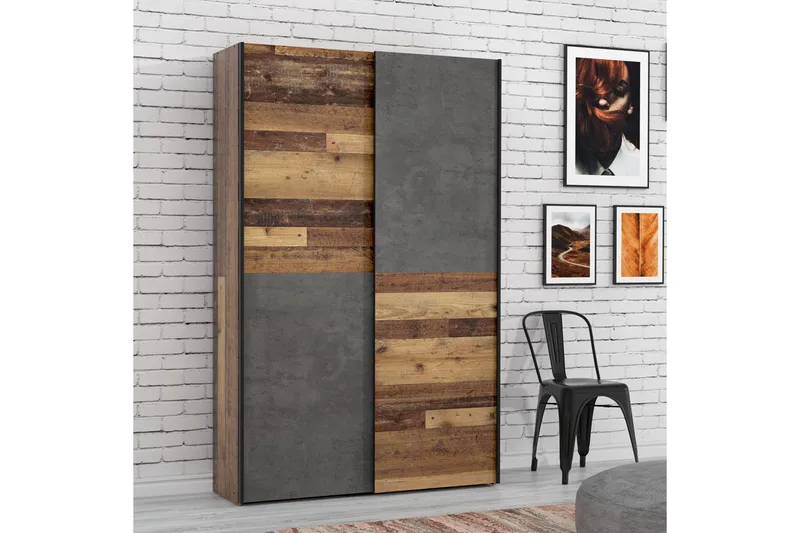 Shipts Garderobe 42x120 cm, Natur/Mørkegrå