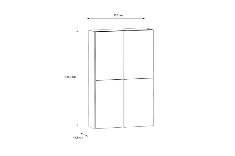 Shipts Garderobe 42x120 cm - Natur/Mørkegrå - Opbevaring - Tøjopbevaring - Garderobeskabe