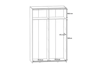 Shipts Garderobe 62x120 cm - Hvid/Brun - Opbevaring - Tøjopbevaring - Garderobeskabe