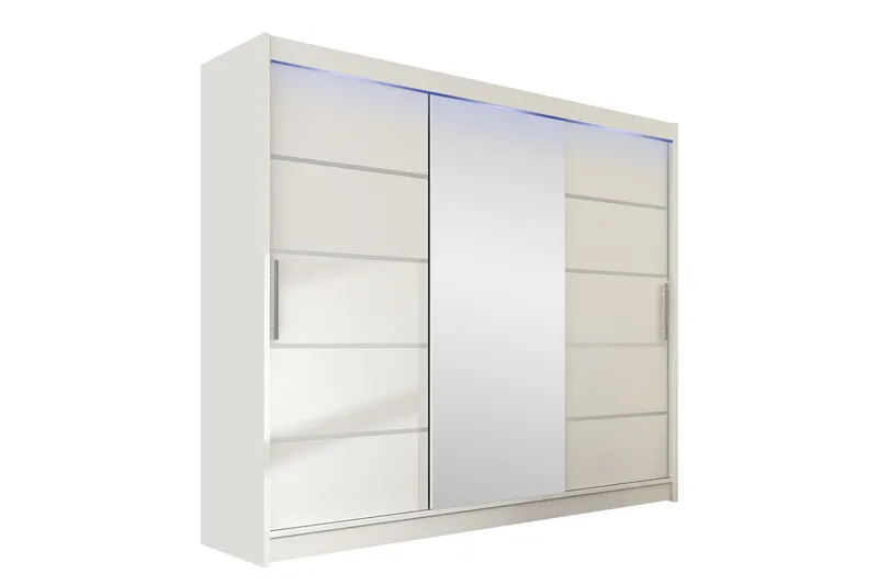 Sia Garderobe med Spejl 250x215 cm, Hvid