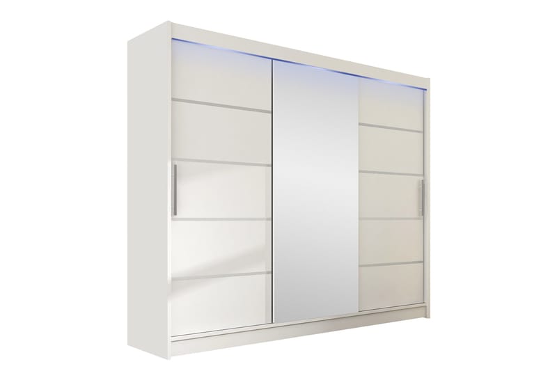Sia Garderobe med Spejl 250x215 cm, Hvid